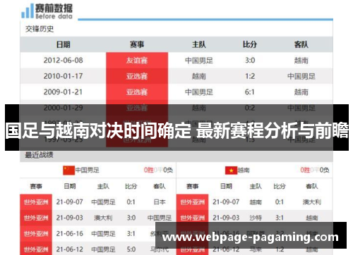 国足与越南对决时间确定 最新赛程分析与前瞻